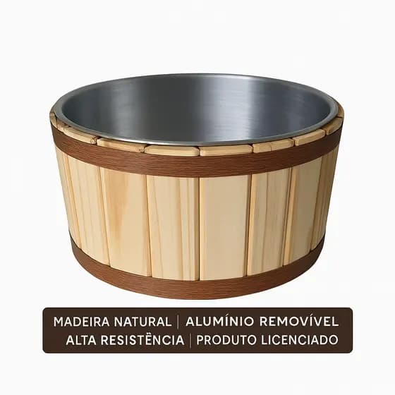 Tina Spa Escalda Pés Mãos Manicure Ofurô Bacia Aluminio Madeira Pinus