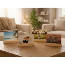 Kit Suporte Porta Foto 15cm  Madeira Natural Crua Decoração Eventos Lembrancinhas Mesas