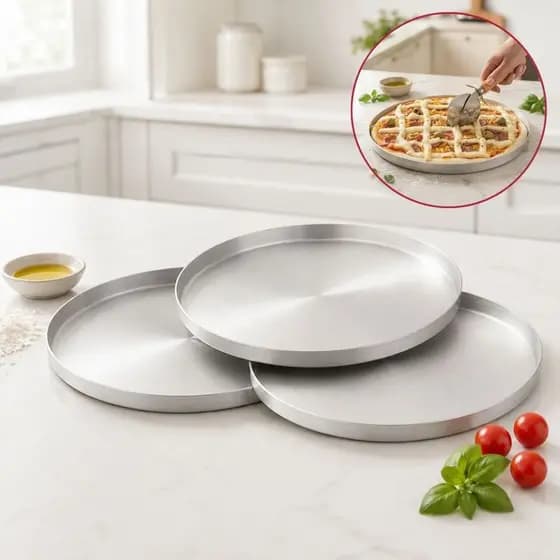 Kit 3 Formas Pizza 35cm Alumínio Para Assar Assadeira Profis