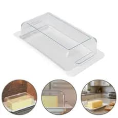 Manteigueira Resistente com Tampa Transparente Cristal e Base Branca Clean Moderno