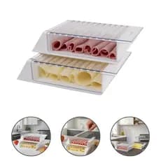 Porta Frios Empilhável Organizador de Geladeira Com Tampa Acrílico Mesa Posta