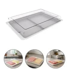 Porta Frios Duplo Com Tampa Organizador Geladeira Grande Resistente Para Presunto Queijo Mesa Posta