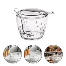 Açucareiro em Acrílico Cristal Transparente Com Colher E Tampa
