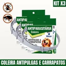3 Coleiras Dugs Para Cães Antipulgas e Carrapatos Antiparasitária  World Veterinária