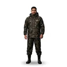 CONJUNTO CAPA DE CHUVA PIONEIRA NYLON CAMUFLADO COM CAPUZ 100% IMPERMEÁVEL IDEAL PESCA CAMPO MOTOCICLISTAS TREKKING