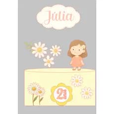 Jardim das Margaridas / Topo de Bolo Personalizado – Mesversário - Menina Fofa Topper