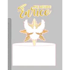 Topo de Bolo Batizado Personalizado | Espírito Santo | Topper Papel Decorativo Menino Menina Festa