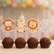 Envio Rápido Topper Tag Personalizada p/ Docinhos – Festa Infantil Meninos e Meninas – Kit 25 Unid.
