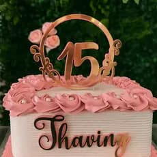 Topo de Bolo 15 Anos Personalizado com Nome e Idade Dourado e Rosa Festa Aniversario Debutante