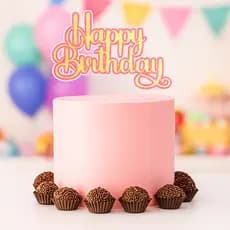 Kit com 5 unidades topo de bolo Parabéns Happy Birthday Feliz Aniversario Topper