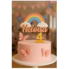 Topo de Bolo Personalizado Borboletas Mesversário Aniversário Menina Chá de Bebê Topper