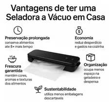 Seladora a Vácuo 220V – Conserva Alimentos 5x Mais | Zero Desperdício + Organização Total