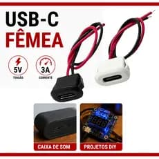 Tipo-C Conector USB Jack Fêmea Rabicho DIY Moto Carro Caixa de Som Eletrônica Projetos Caregador 5V