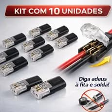10x Conector Elétrico de Fios Rápido H2 Emenda Sem Solda 2 Pinos 18-22 AWG p/ Fita LED Som e CFTV