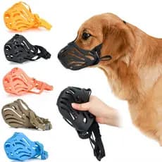 Focinheira De Silicone Com Alça Ajustável Anti-Mordida Respirável Confortável Cães Grande Médio e Pequeno Porte LR-0286