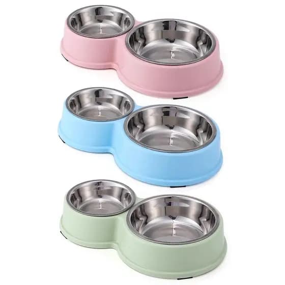 Comedouro Bebedouro 2 em 1 Tigela Aço Inox Removível Cachorro Gato Pet LR-0070