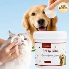 Kit 200 Lenços Umedecidos Para Limpeza De Olhos Pet Anti-Manchas Lacrimal Com Aloe Vera LR-0345