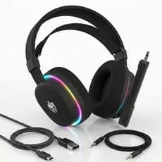 Headset Gamer Sem Fio Bluetooth Led Rgb Fone de Ouvido 40mm Microfone Celular Pc Computador Notebook