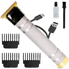 Máquina de Cortar Cabelo Sem Fio Recarregável 7200RPM Bateria Lítio USB 3 Pentes