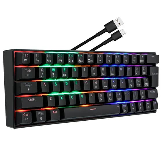 Teclado Mecânico Knup Tkl 60% Gamer Switch Blue Led Rgb Anti Ghosting Usb Pc Notebook
