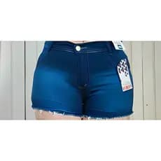 Short Feminino Jeans Curto Azul Escuro – Barra Desfiada, Cintura Alta, Confortável e Estiloso