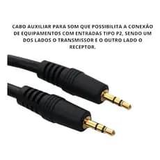 Cabo Auxiliar P2 X P2 1.5 Metros Cabo Áudio Conector Dourado