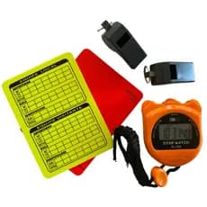 Kit Árbitro de Futebol Profissional com Cronômetro + 2 Apitos + Cartões Fluorescentes