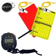 Kit Completo Árbitro Futebol Cartões + Cronômetro + Apitos