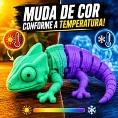 Camaleão Articulado Que Muda de Cor com a Temperatura | Brinquedo Antiestresse Fidget Toy Decorativo Presente Criativo