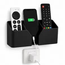 Suporte Organizador Porta Controle Remoto E Celular Parede Tv Ar Preto Branco