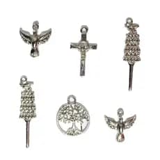 Kit 6 Pingentes Entidade Orixás - Oxalá Prata para guias, pulseiras, colares, artesanatos | Umbanda Candomblé