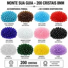 200 Missangas Cristal 8mm com Firma - Monte Sua Guia Umbanda Candomblé