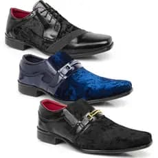 Kit3 pares Sapato Social Masculino Confortável Moderno e Clássico Fivela de Amarrar