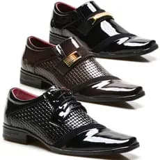 Sapato Social Masculino Kit 3 Pares Lançamento Estiloso e Confortável