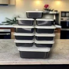 Kit 10 Potes Retangulares P/ Marmita Alimento Cozinha Freezer Microondas Herméticos Plástico