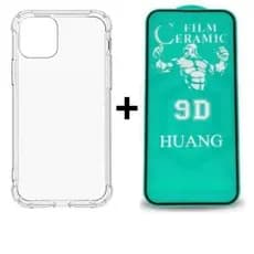 Kit Capa TPU + Película Cerâmica iPhone X XS 11 12 13 14 15 16 Pro Max - Ramos