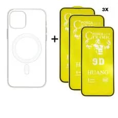 Kit Capa MagSafe + 3x Película Cerâmica Fosca iPhone 11 12 13 14 15 16 Pro Max - Ramos