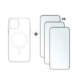 Kit Capa MagSafe + 3x Película Vidro 3D iPhone 11 12 13 14 15 16 Pro Max - Ramos