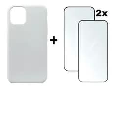 Kit 3em1 Case Branca + 2x Película Vidro 3D Temperado iPhone 11 12 13 14 15 16 17 Pro Max - Ramos