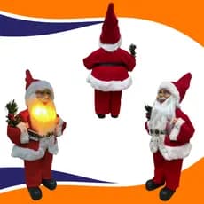 Papai Noel Barba Iluminada 40cm Boneco de Natal Decorado Elegante Encanta Decoração Natalina
