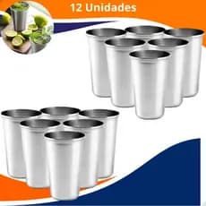 Jogo De Copos Inox 250ml Alta Resistencia Durável Para Suco Agua Refrigerante Kit Copo Aço Inox 12Un