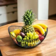 Fruteira de Mesa Aramada Moderna Para Cozinha Preta Cestos de Frutas de Balcão Grande Multiuso