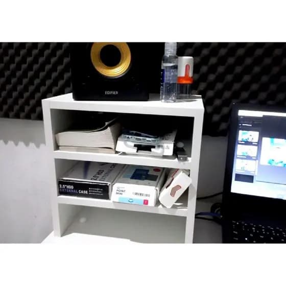 Escaninho organizador de mesa bancada banheiro escritório quarto sala cozinha, produto já vai montado.