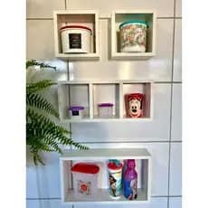 kit 4 nichos em MDF branco