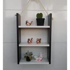 Nicho com corda de sisal decorativos para banheiro quarto lavanderia . Organizacional e decorativo, MDF preto e branca