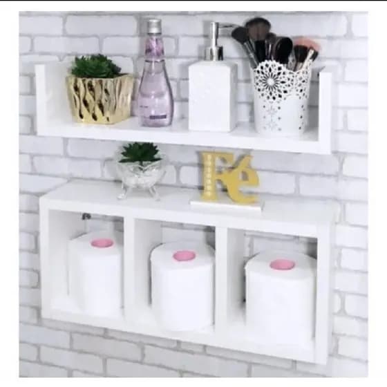 Nicho e Prateleira 2 Peças para decoração organização banheiro quarto cozinha área gourmet lavanderia Mdf branco TX.
