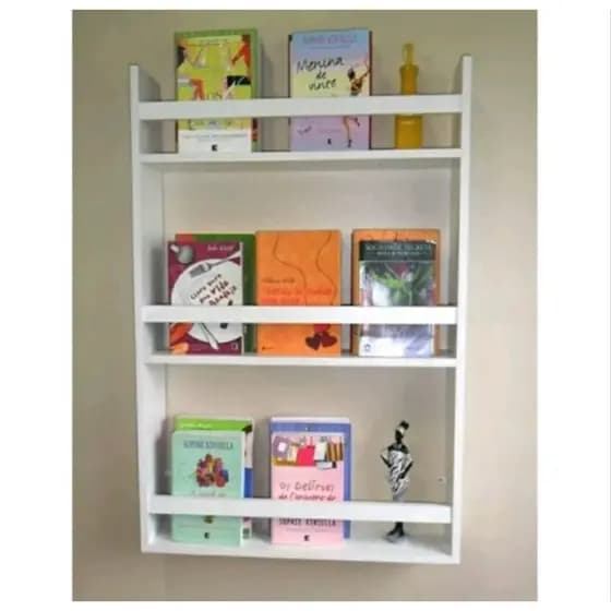 Estante decorativa porta revista, livros, enfeites em MDF Branco TX 15mm decorativo organização, produto já vai montado.