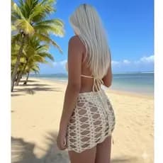 Saia de  crochê  saída de praia artesanal handmande boho chic tendência do verão