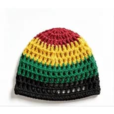 Touca de Crochê headpiece Reggae Cores Rastafári