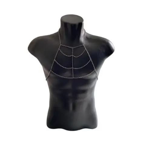 Bodychain Borychain colar corporal a Ouro Prata e Preto modelo Masculino